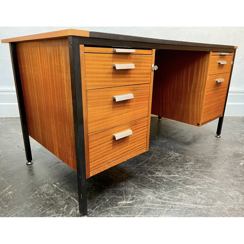 Vintage teak desk with shelves by Abbess Linear, 1970s