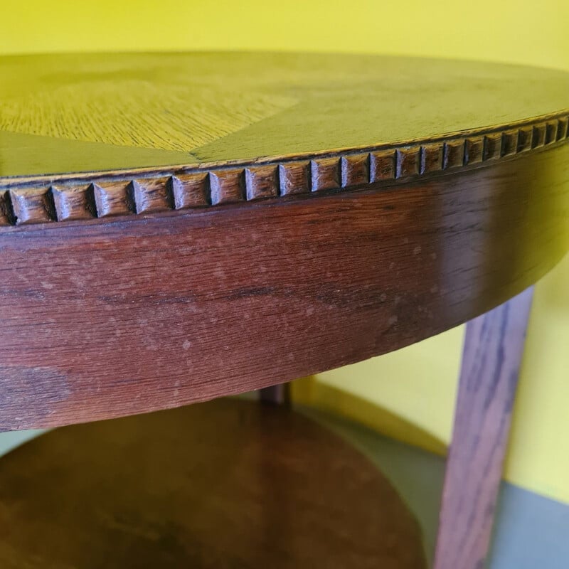 Tavolino vintage in rovere Art Déco, 1920-1930