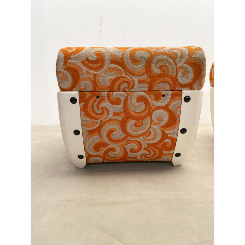 Paire de fauteuils orange vintage, Italie 1970