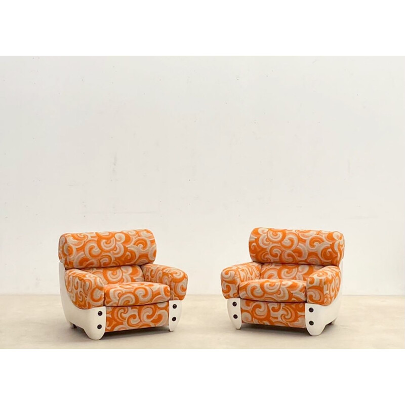 Pair of vintage orange armchairs, Italy 1970s