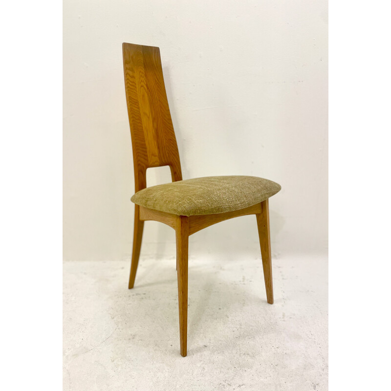 Set of 6 mid century oak chairs, Italy 1980s