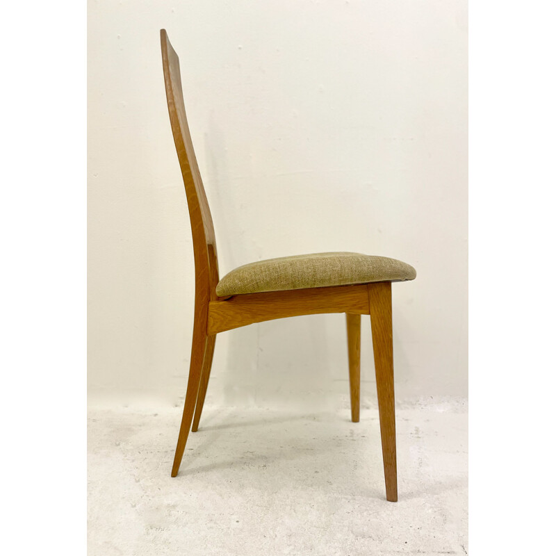 Set of 6 mid century oak chairs, Italy 1980s