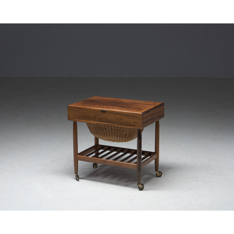 Mesa de costura vintage de palisandro de Ejvind Johansson para Fdb Møbler, Dinamarca 1957