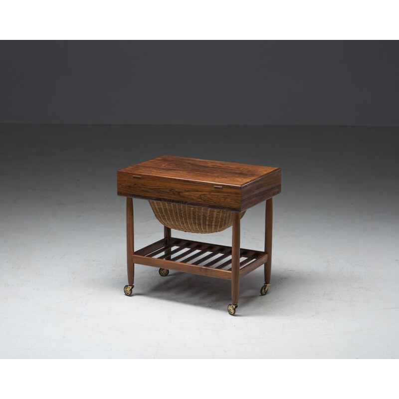 Mesa de costura Vintage Rosewood de Ejvind Johansson para Fdb Møbler, Dinamarca 1957