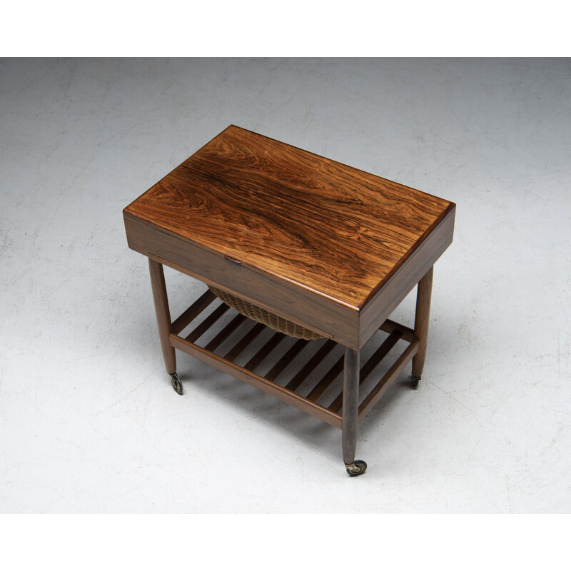 Mesa de costura Vintage Rosewood de Ejvind Johansson para Fdb Møbler, Dinamarca 1957