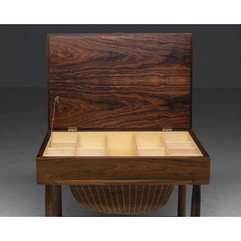 Mesa de costura vintage de palisandro de Ejvind Johansson para Fdb Møbler, Dinamarca 1957