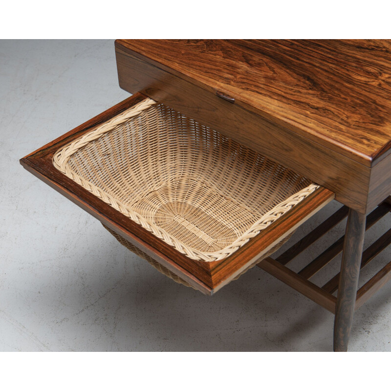 Mesa de costura vintage de palisandro de Ejvind Johansson para Fdb Møbler, Dinamarca 1957