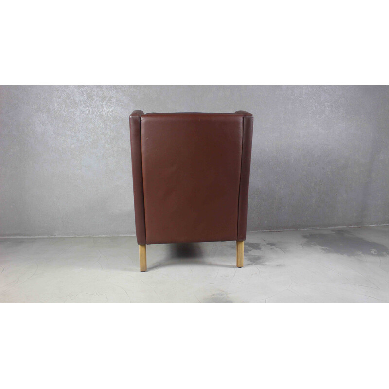 Vintage leather wingback armchair, 1970s