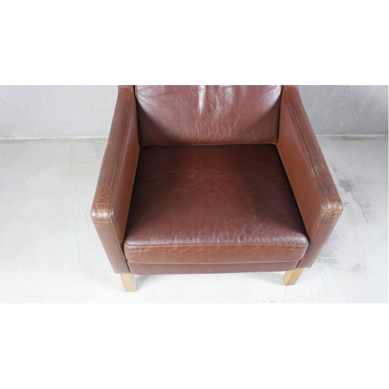 Vintage leather wingback armchair, 1970s