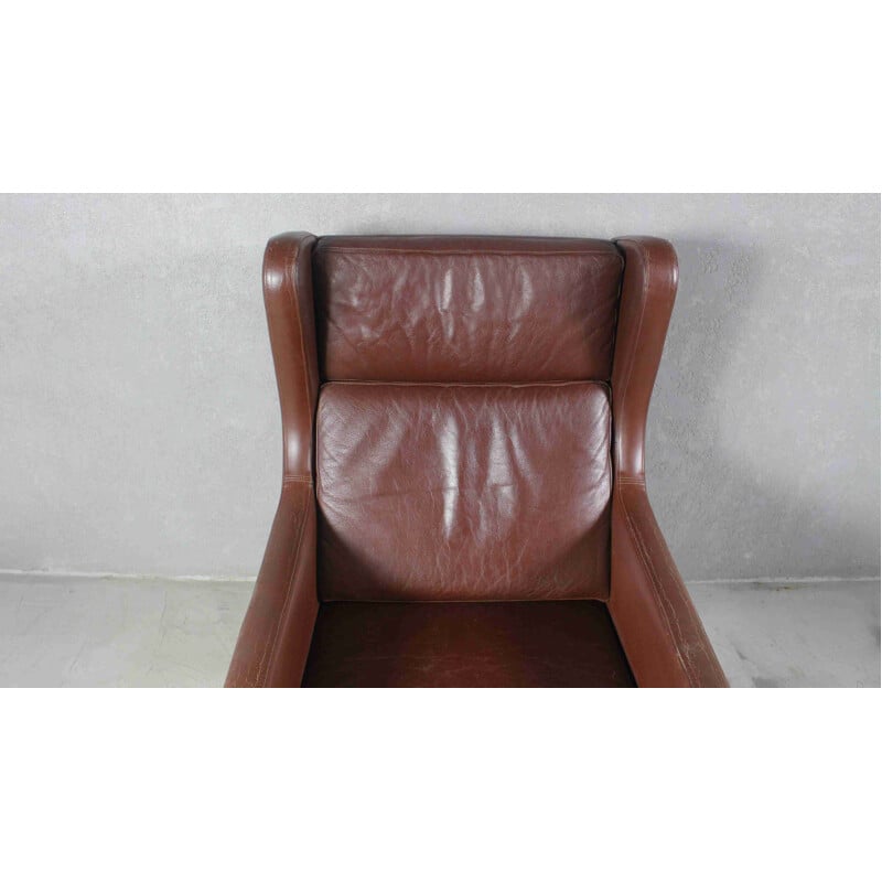 Vintage leather wingback armchair, 1970s