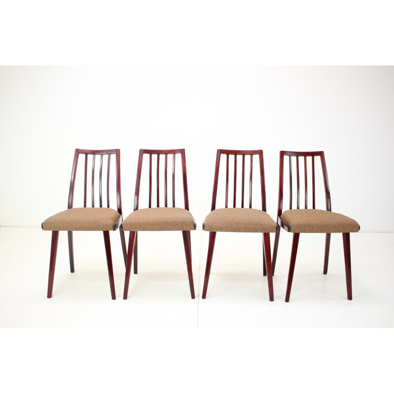 Ensemble de 4 chaises vintage en bois par Jitona, Tchécoslovaquie 1970
