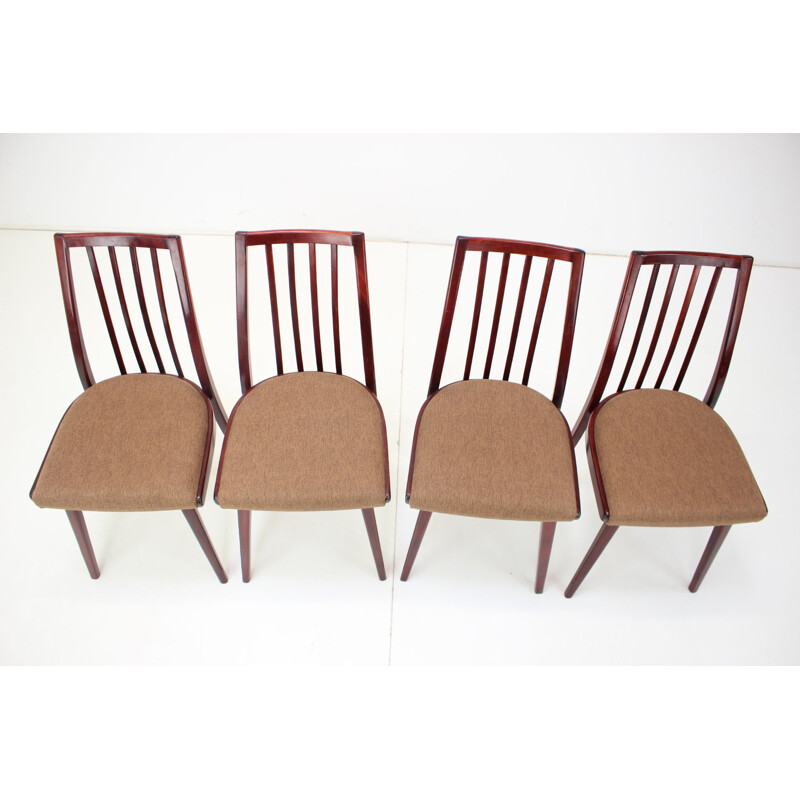 Ensemble de 4 chaises vintage en bois par Jitona, Tchécoslovaquie 1970