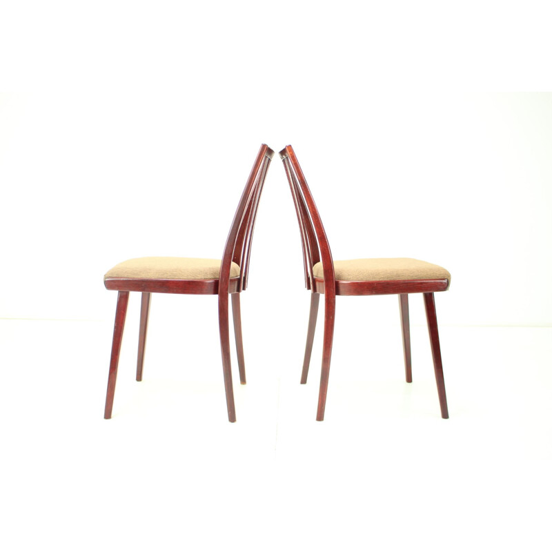 Set of 4 vintage wood dining chairs by Jitona, Czechoslovakia 1970s