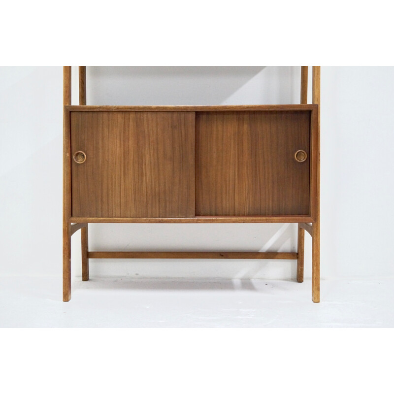 Free standing wall unit in teak and oak - 1950s