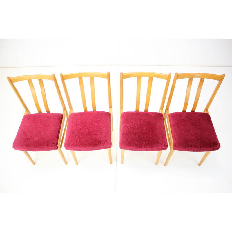 Set of 4 vintage dining chairs, Czechoslovakia 1970s