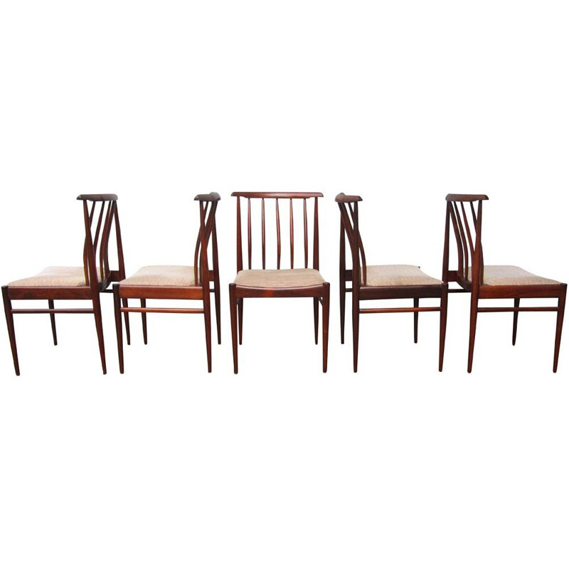 Set di 5 sedie vintage in legno massiccio di Awa Meubelfabriek, 1960