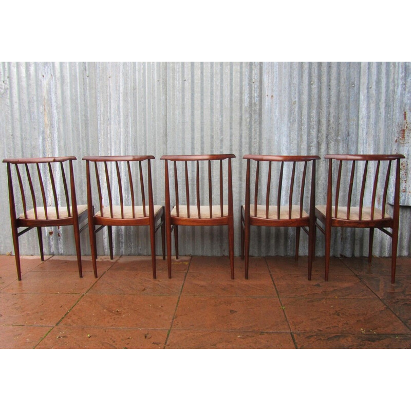 Set di 5 sedie vintage in legno massiccio di Awa Meubelfabriek, 1960