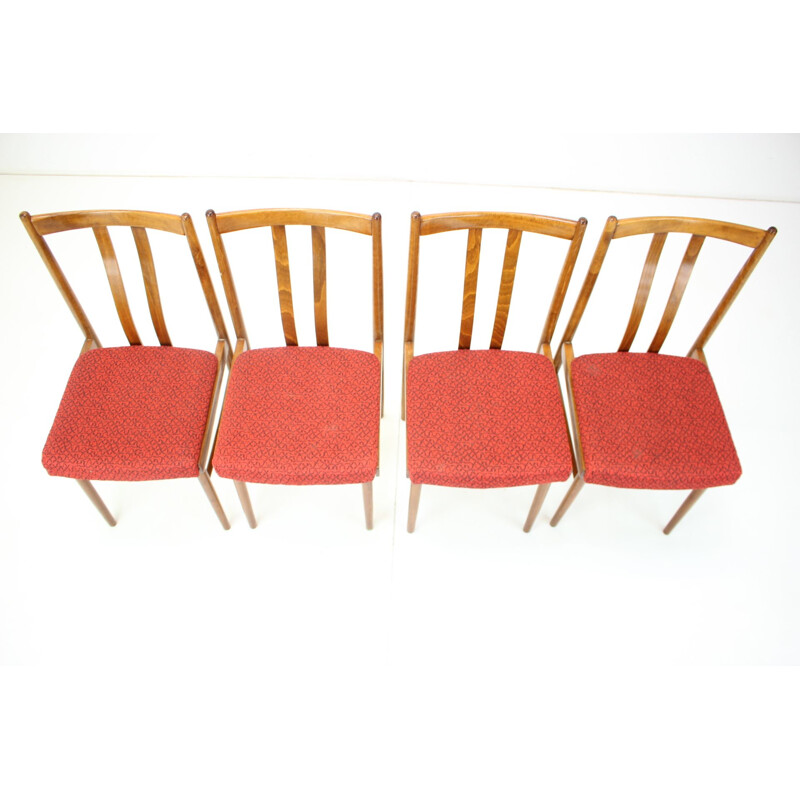 Set of 4 vintage dining chairs, Czechoslovakia 1970s