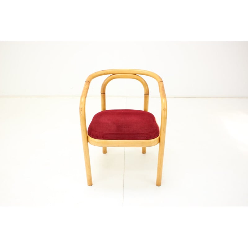 Mid-century armchair in wood and fabric by Ton, Czechoslovakia 1992