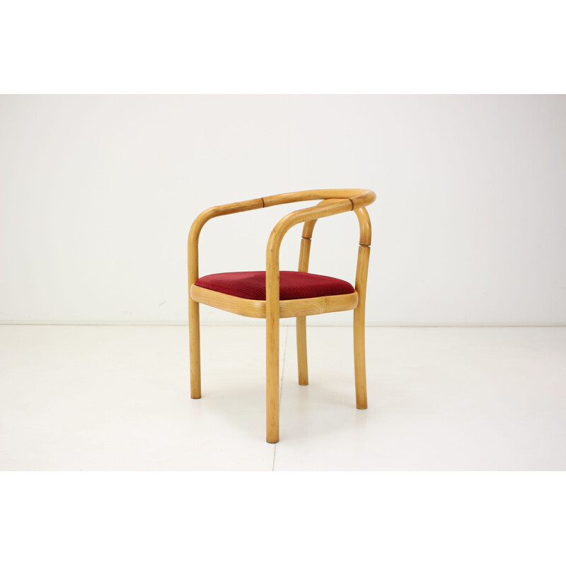 Mid-century armchair in wood and fabric by Ton, Czechoslovakia 1992