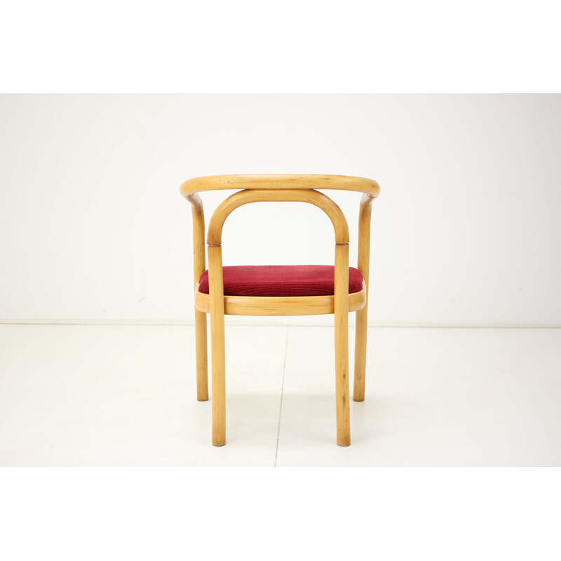 Mid-century armchair in wood and fabric by Ton, Czechoslovakia 1992
