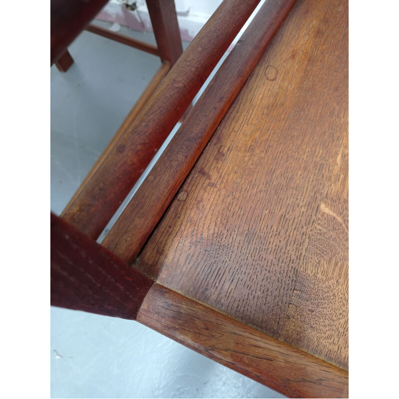 Pair of vintage oakwood armchairs, 1940-1950