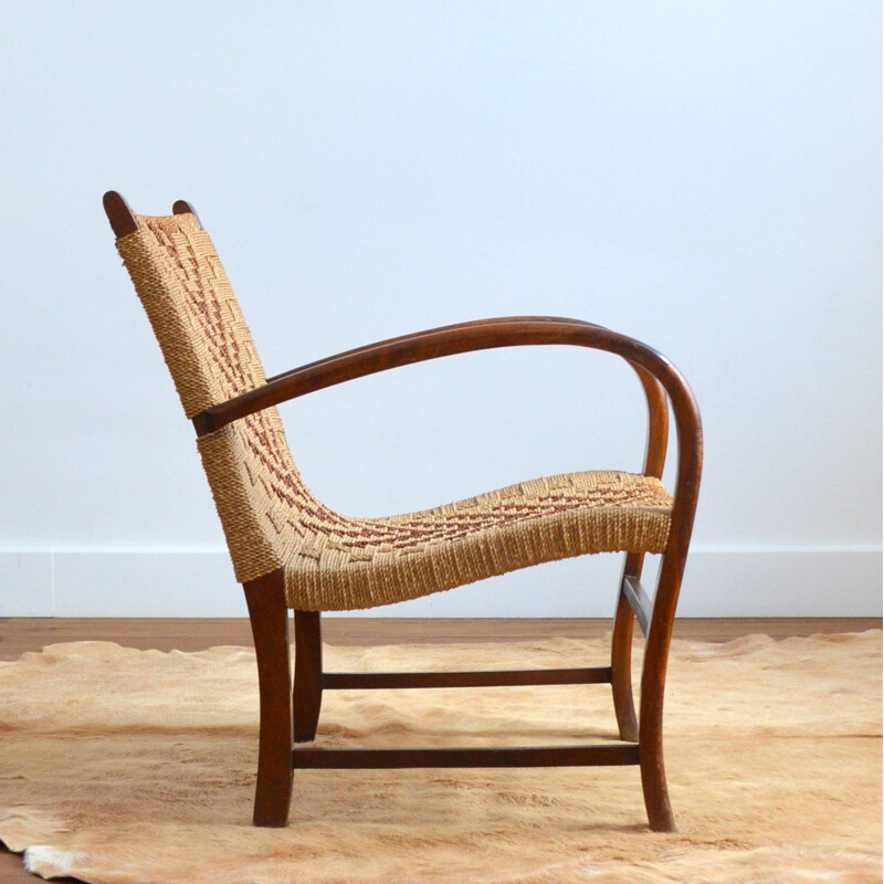 Vintage rope and wood armchair by Vroom & dressman, 1960