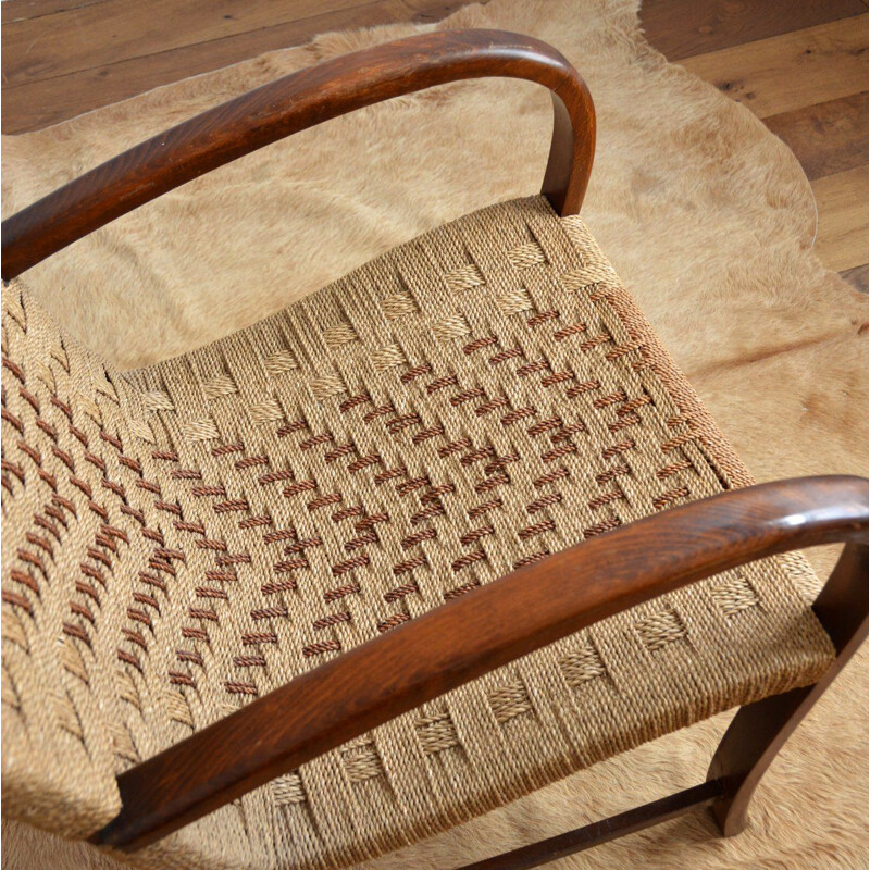 Vintage rope and wood armchair by Vroom & dressman, 1960