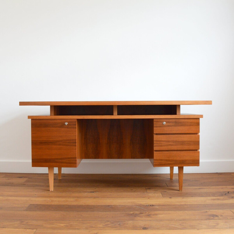 Scrivania vintage scandinava in teak e palissandro, 1960