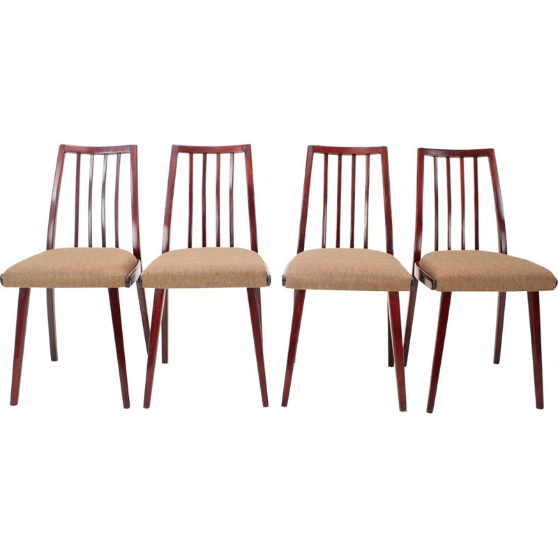 Ensemble de 4 chaises vintage en bois par Jitona, Tchécoslovaquie 1970