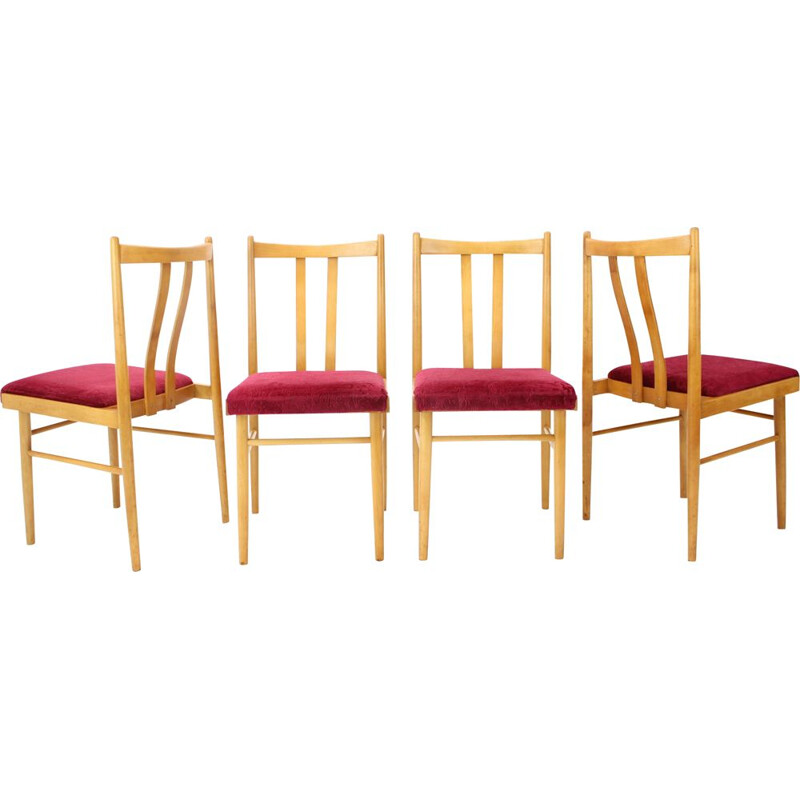 Set of 4 vintage dining chairs, Czechoslovakia 1970s