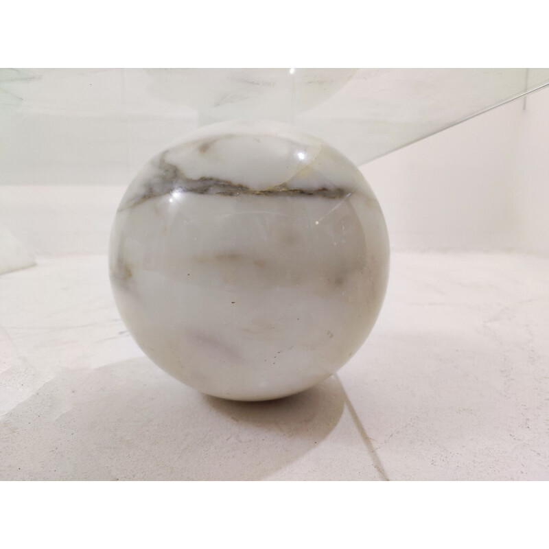 Table basse Metaphora vintage en marbre blanc et verre par Massimo & Lella Vignelli, Italie 1980