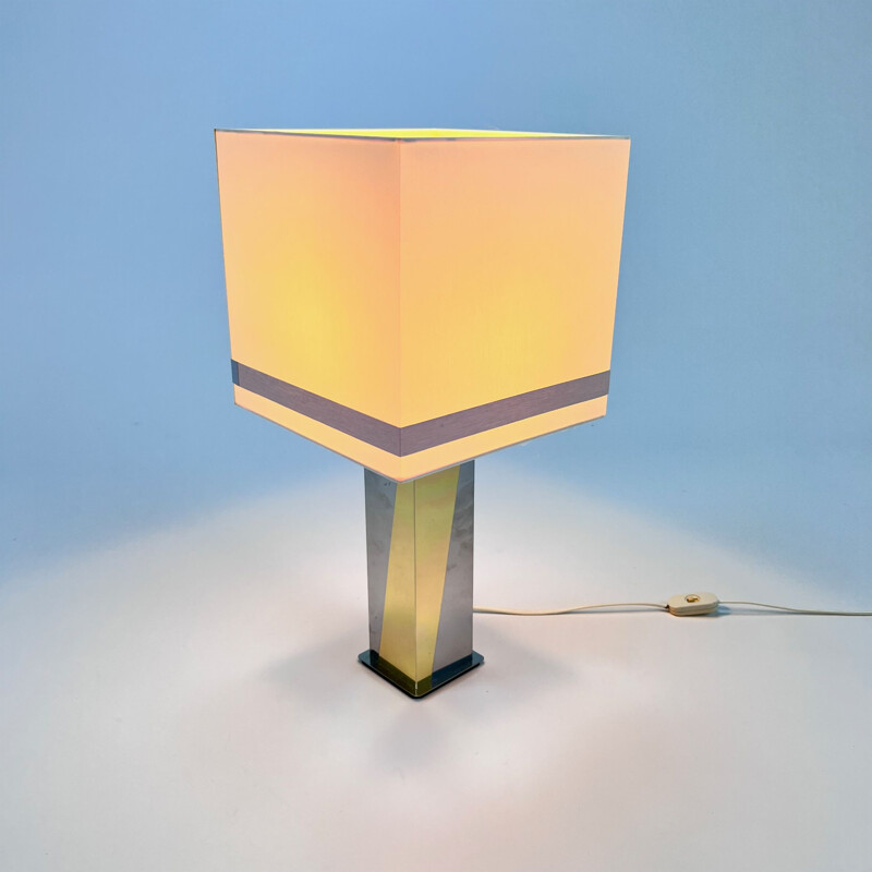 Lampe de table vintage en laiton et chrome, 1970