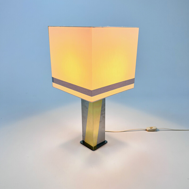 Lampe de table vintage en laiton et chrome, 1970