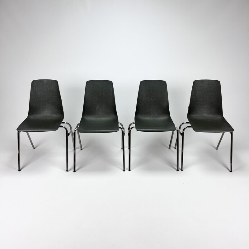Set of 4 vintage Fantasia chairs, France 1960s