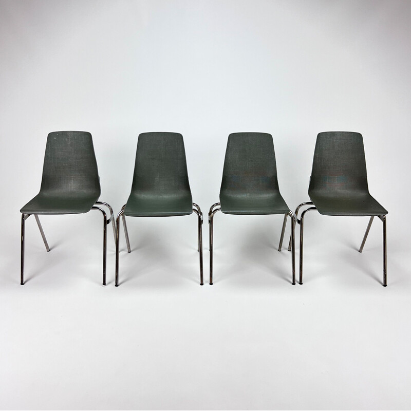 Set of 4 vintage Fantasia chairs, France 1960s