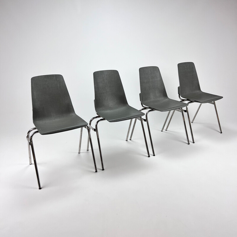 Conjunto de 4 cadeiras de Fantasia vintage, França 1960