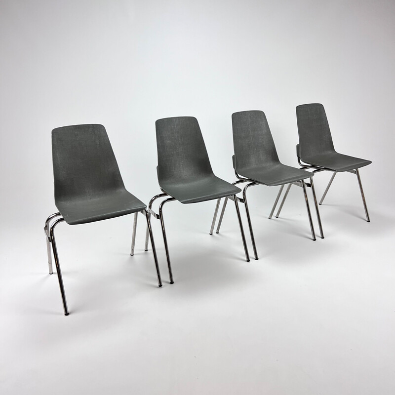 Set of 4 vintage Fantasia chairs, France 1960s