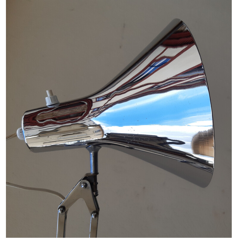 Vintage articulated chrome-plated metal floor lamp by Jac Jacobsen for Luxo, 1970