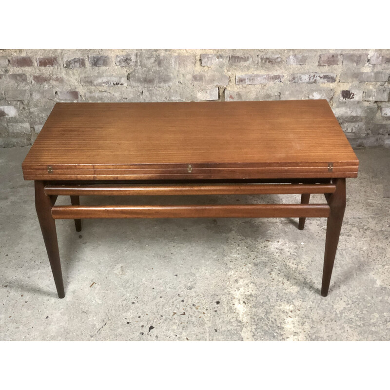 Scandinavian vintage coffee table that can be converted into a teak high table, 1960