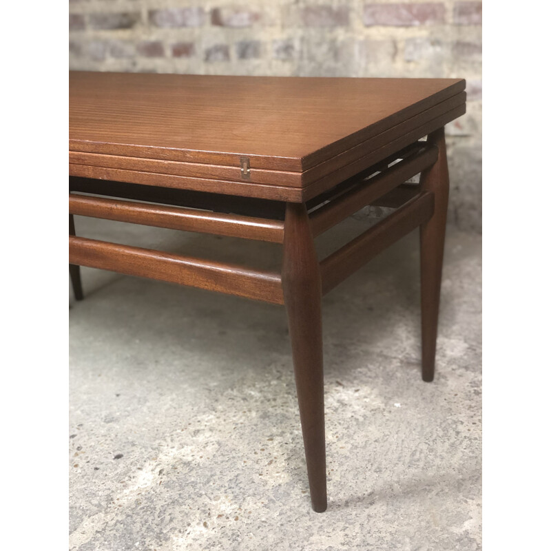 Scandinavian vintage coffee table that can be converted into a teak high table, 1960