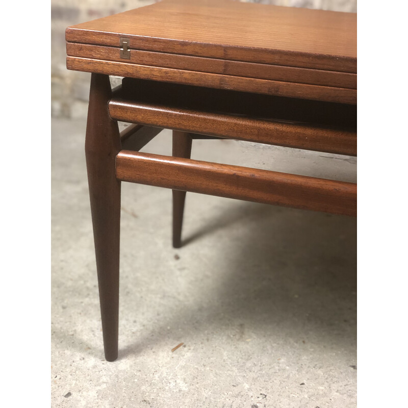 Scandinavian vintage coffee table that can be converted into a teak high table, 1960
