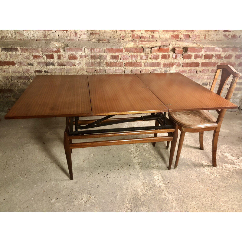 Scandinavian vintage coffee table that can be converted into a teak high table, 1960