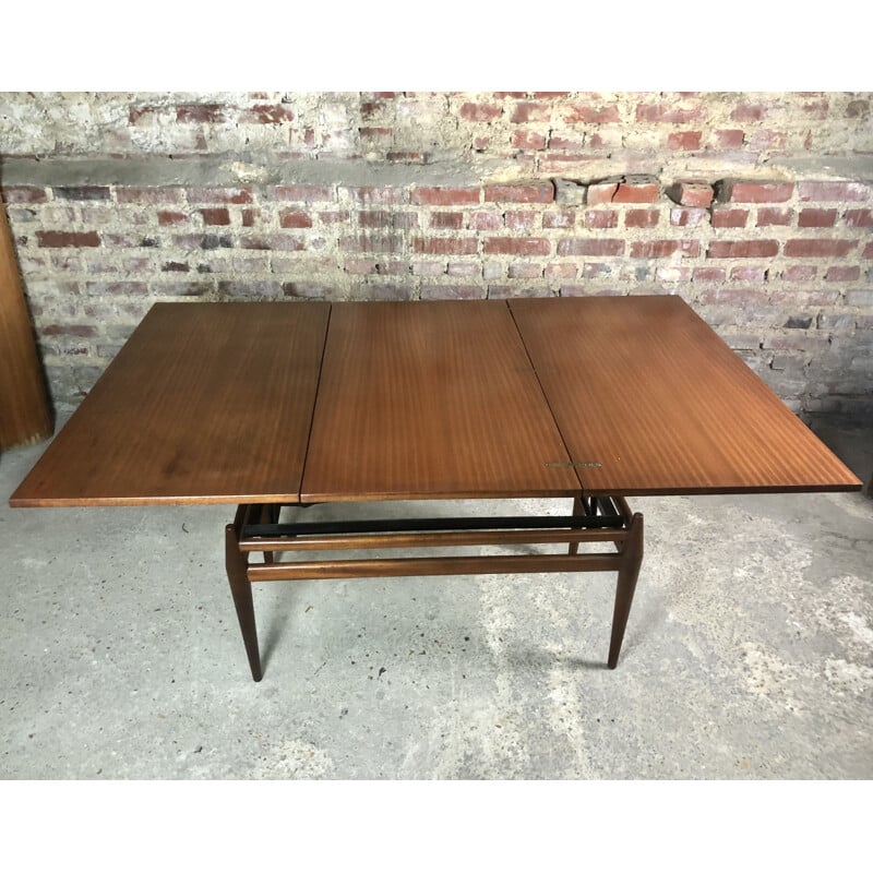 Table basse scandinave vintage modulable en table haute en teck, 1960