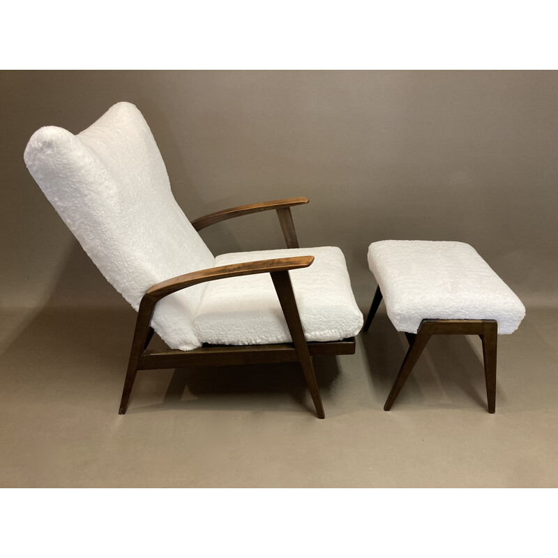 Vintage modular armchair and ottoman by Knoll, 1950