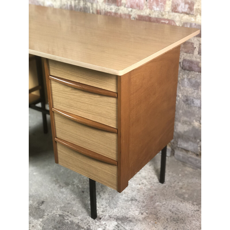 Escritorio vintage Brandt de formica y chapa de madera, 1960