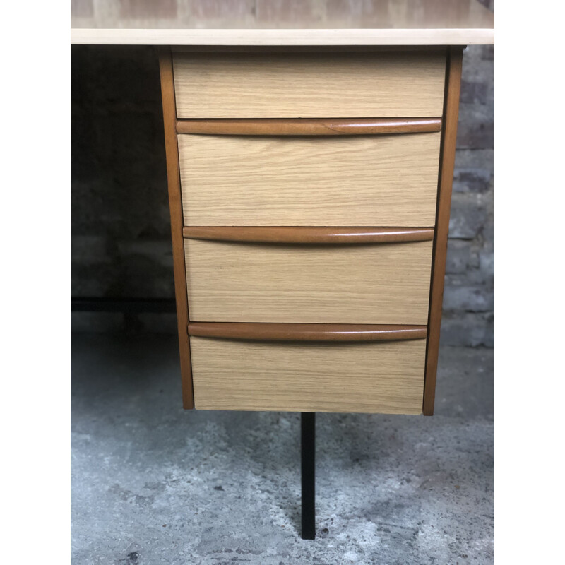 Escritorio vintage Brandt de formica y chapa de madera, 1960