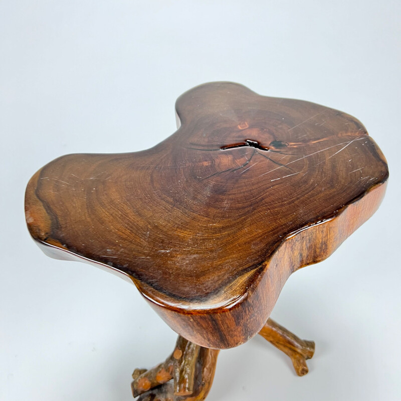 Mid century massive oak wood stool, 1960s
