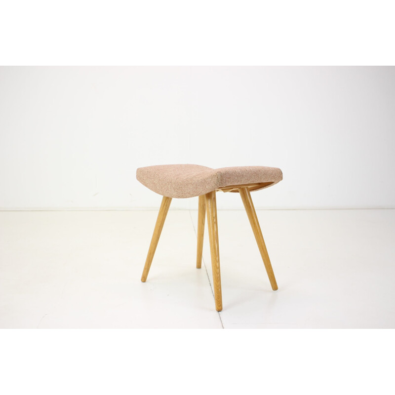 Vintage oakwood stool, Czechoslovakia 1980s