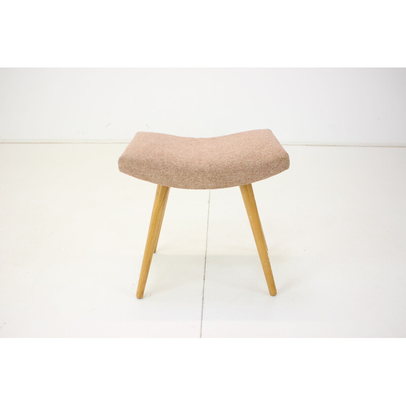 Vintage oakwood stool, Czechoslovakia 1980s